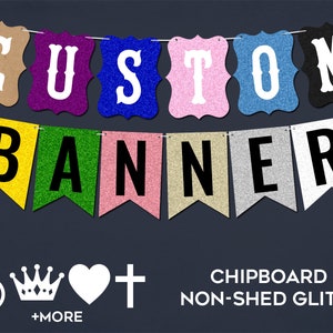 Custom Banner, Choose Your Shape, Colors, and Font - Party Banner, Personalized Banner, Photo Prop, Engagement Banner, Graduation Banner