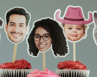 Face Cupcake Toppers - Custom Birthday Party Cupcake Toppers, Party Decoration, Donut Cake Muffin Topper