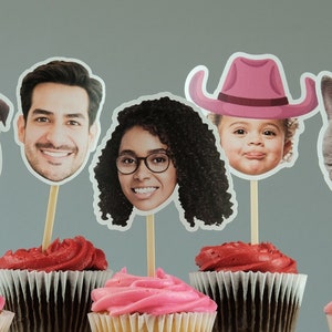 Face Cupcake Toppers - Custom Birthday Party Cupcake Toppers, Party Decoration, Donut Cake Muffin Topper