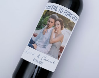 Engagement Wine Label with Photo - Cheers to forever