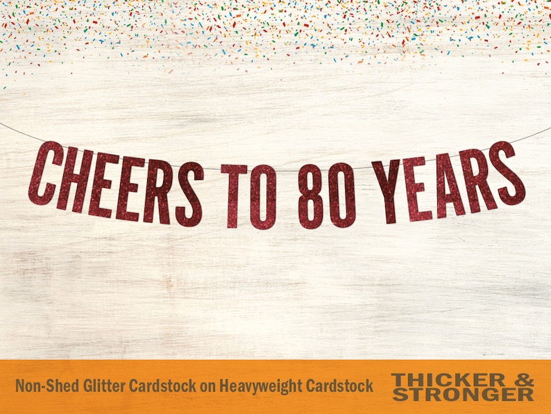 Cheers To 80 Years Banner Block Letters 80th Birthday Etsy