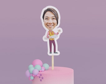 Cartoon Engineer Cake Toppers - Custom Birthday Party Cake Toppers, Party Decoration