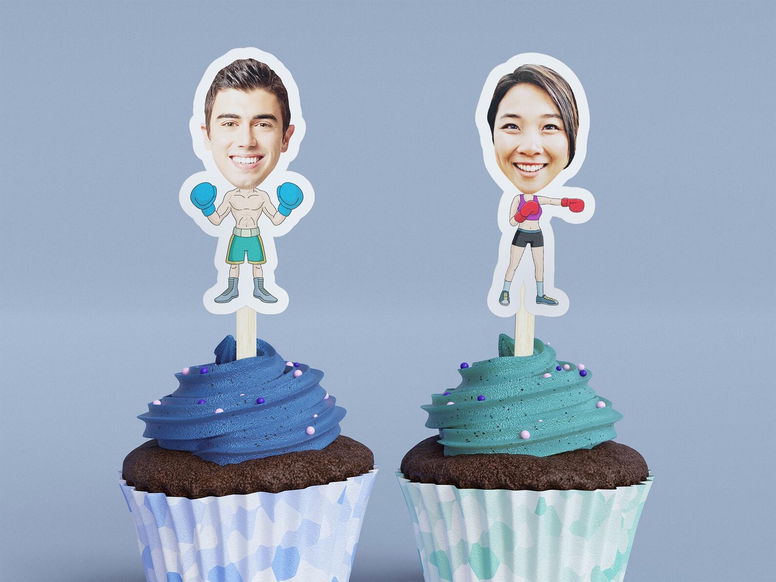 Boxer Cupcake Toppers: Custom Face Skewers (birthday Party Decor) - Etsy