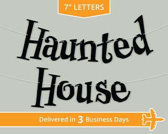 Custom Banner, Haunted Style, 9" - Delivered in 3 Days - Large Banner, Halloween, Scary, Haunted House, Bloody, Happy Halloween