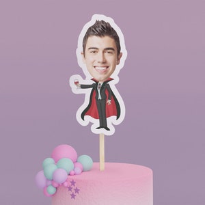 Cartoon Vampire Cake Toppers - Custom Halloween Party Cake Toppers, Party Decoration Bild 1