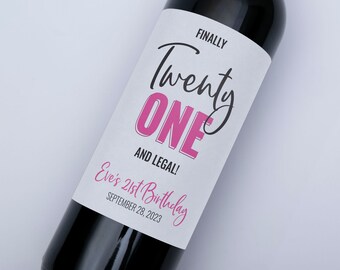 21st Birthday Wine Label - Custom Name and Date Sticker