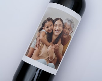 Etiqueta adhesiva para botella de vino: Diseño fotográfico personalizado - Acabado mate resistente al agua