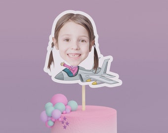 Cartoon Jet Cake Toppers - Custom Birthday Party Cake Toppers, Party Decoration