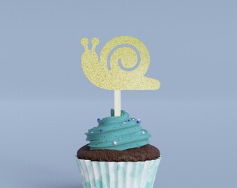 Snail Glitter Cupcake Toppers, Shapes (Ready to Use or DIY)