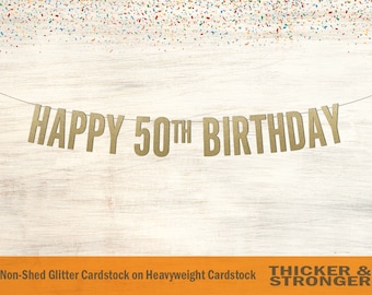 PERSONALIZE Happy 50th Birthday Banner Free Cake Topper - Etsy