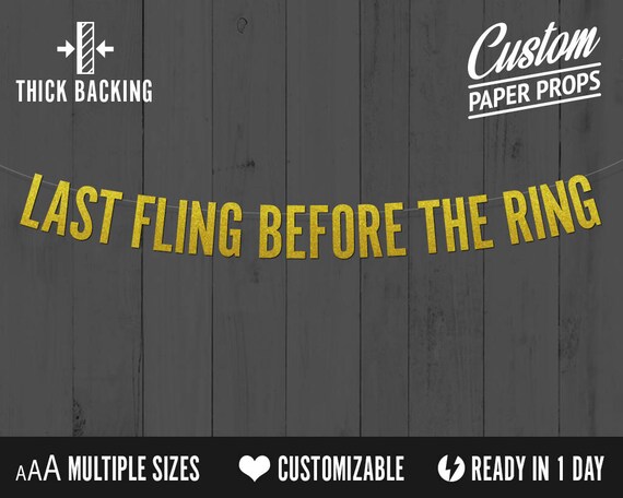 Last Fling Before The Ring Banner Block Font Bachelorette Etsy