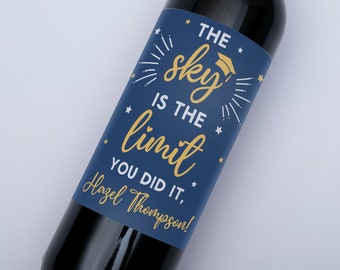 Etiqueta para botella de vino: Diseño de graduación - Personalizada, autoadhesiva