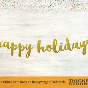 Happy Holidays Banner, Script Font - Christmas Banner, Seasons Greetings, Merry Christmas, Holiday Decoration