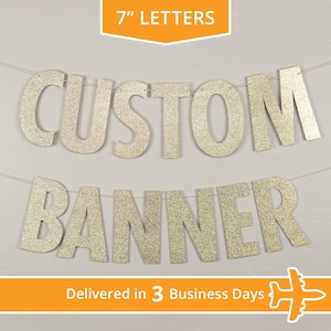 Custom Banner, Modern Style, 7&quot; - Delivered in 3 Days - Personalized Party Banner Decor, Customized Banner, Hashtag banner, custom hashtag