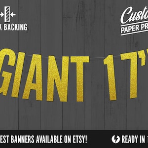 GIANT Custom Banners, block style 17 inches tall - largest banners, biggest banner, extra large benners, Personalized Large Banner