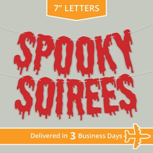 Custom Banner, Spooky Style, 7&quot; - Delivered in 3 Days - Halloween, Scary, Haunted House, Bloody, Happy Halloween