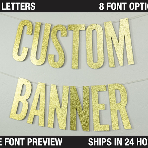 Custom Banner, Narrow Block, 11" - Ginormous Size Extra Large Letters - cardstock premium block letters decoration party personalized banner