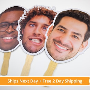 Big Face on A Stick, Up to 23", Ships Next Day - Custom Head Cutouts, Bachelorette Party Favors, Birthday Groom Graduation Party Favors