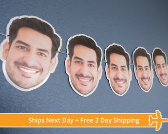 Custom Face Photo Banner, Ships Next Day - Baby Birthday Bachelorette Graduation Retirement Party, Dog, Cat, Pet celebration, party props