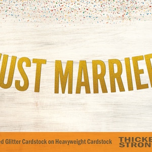 Just Married Banner, Block Letters - Wedding Banner, Just Married Sign, Wedding Decor, Wedding Sign