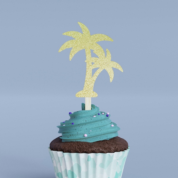 Glitter Palm Tree Cake Topper Etsy