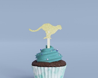 Adornos para cupcakes con purpurina de guepardo - Formas para fiestas de cumpleaños