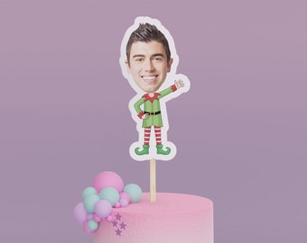 Cartoon Christmas Elves Cake Toppers - Custom Holiday Party Cake Toppers, Party Decoration