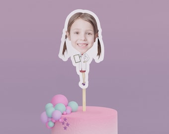 Adorno para tarta de doctor, decoración personalizada de dibujos animados para fiesta de cumpleaños, adorno para bata de laboratorio médico