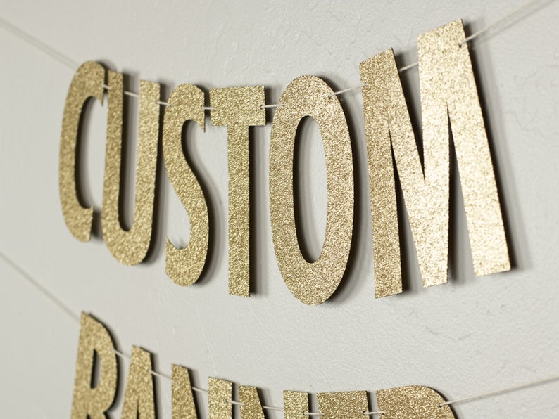 Custom Banner, Modern Style, 9 Large size Personalized Party Banner Decor, Customized Banner, custom hashtag banner, glitter banner image 6