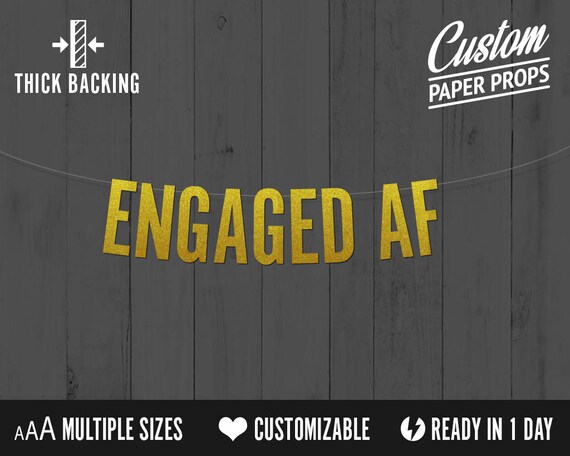 Engaged Af Banner Block Font Engagement Banner Engagement Etsy