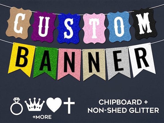 Custom Banner Choose Your Shape Colors And Font Party Etsy