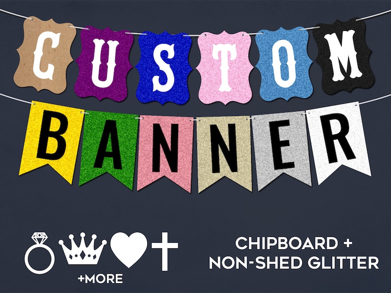 Custom Banner, Choose Your Shape, Colors, and Font Party Banner, Personalized Banner, Photo Prop, Engagement Banner, Graduation Banner image 1