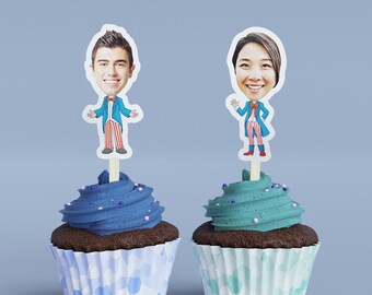 Cartoon Cupcake Toppers: Uncle Sam Faces (Custom Birthday)