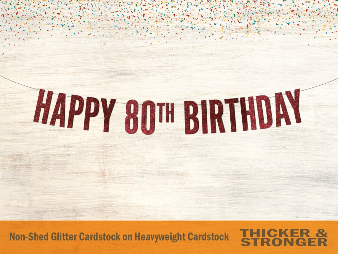 Happy 80th Birthday Banner Block Letters 80th Birthday - Etsy