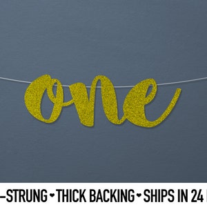 One Banner, Script Font - First Birthday, 1st Birthday Banner, Birthday Decoration, high chair banner