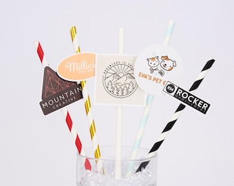 Custom Logo Straws - Personalized Company Straws, Business Branding Party Decorations