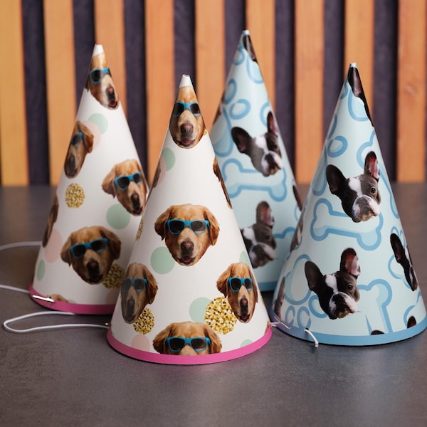 Custom Dog Face Party Hat Assembled Pet 1st Birthday Gotcha Day Accessories
