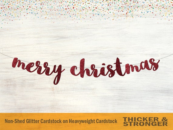 Merry Christmas Banner Script Font Merry Christmas Etsy