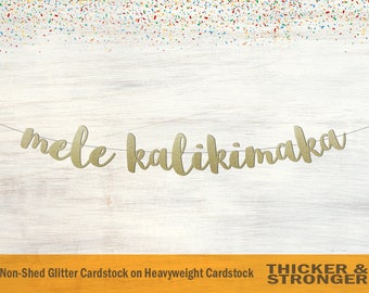 Mele Kalikimaka Banner: Hawaiian Holiday Decoration (Glitter Letters)