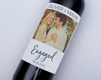 Etiqueta de vino de compromiso con foto - Comprometidos