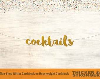 Cocktails Banner, Script Font - Wedding Banner, Cocktail Party, Party Decor, Bridal Shower