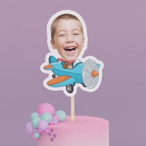 Cartoon Plane Cake Toppers - Custom Birthday Party Cake Toppers, Party Decoration