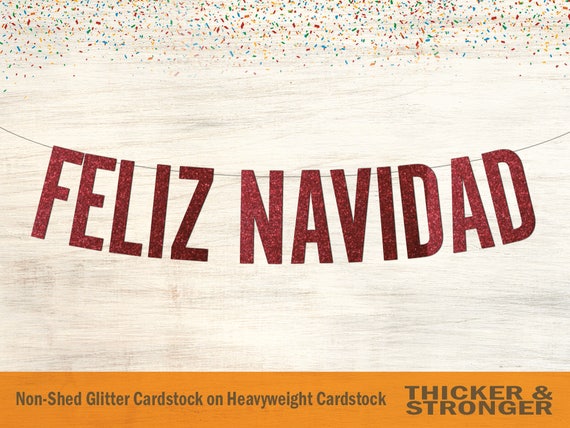 Feliz Navidad Banner - Glitter Letters on White Twine