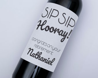 Personalized Retirement Wine Label - Celebration Message Sticker