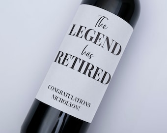 Etiqueta de vino de jubilación: la leyenda se ha retirado, mensaje personalizado
