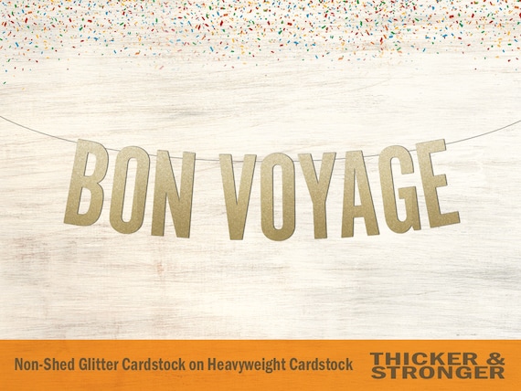 Bon Voyage Glitter Banner - Sparkling Letters for Going Away Party