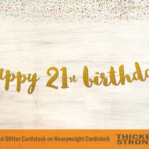 Happy 21st Birthday Banner, Script Font - 21st Birthday Banner, 21st Birthday Party Decorations, Happy Birthday Banner