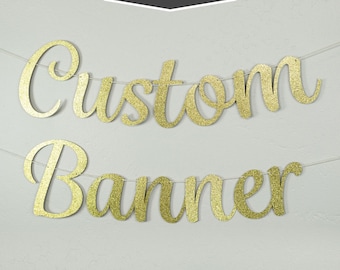Custom Banner, Fancy Letters, 7" - Wedding backdrop, Birthday Banner, Bachelorette Party, Princess party, engagement party banner sign
