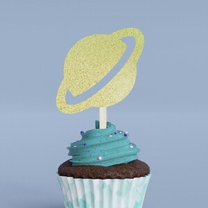 Planet Glitter Cupcake Toppers or Shapes Only - Custom Birthday Party Cupcake Toppers, Donut Cake Muffin Topper, Decoration, Wall Decor
