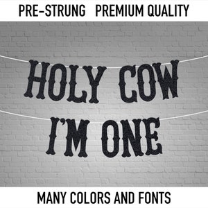Holy Cow I'm One Banner - first rodeo party, Customized Banner, Western Theme, cowboy cowgirl rodeo banner